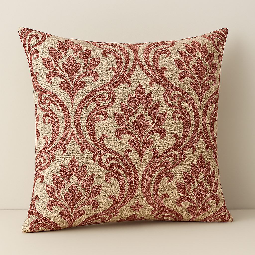 Handmade Leyburn Spice Cushion Cover – Warm Damask Accent