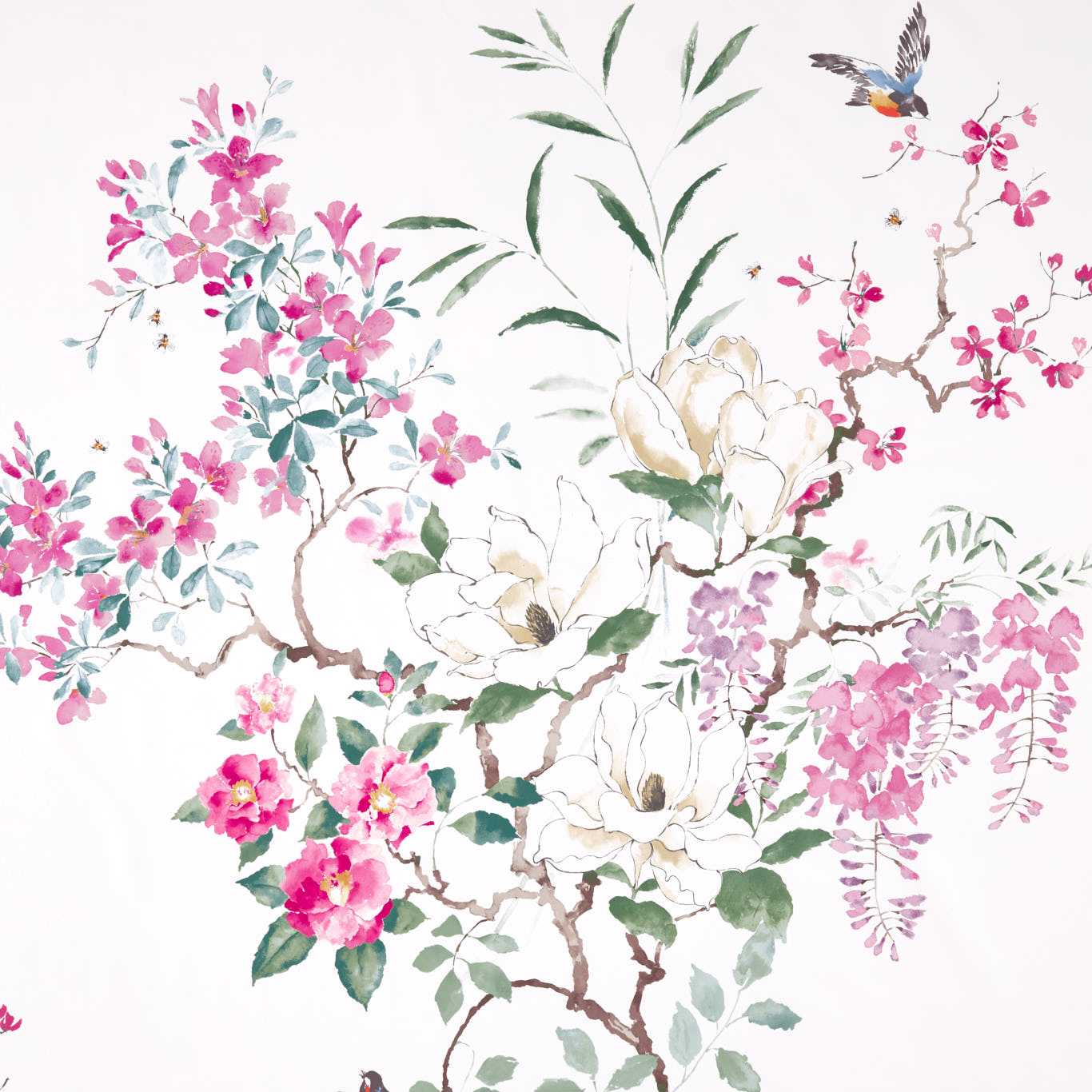 Sanderson Magnolia & Blossom Blossom/Leaf Roman Blind