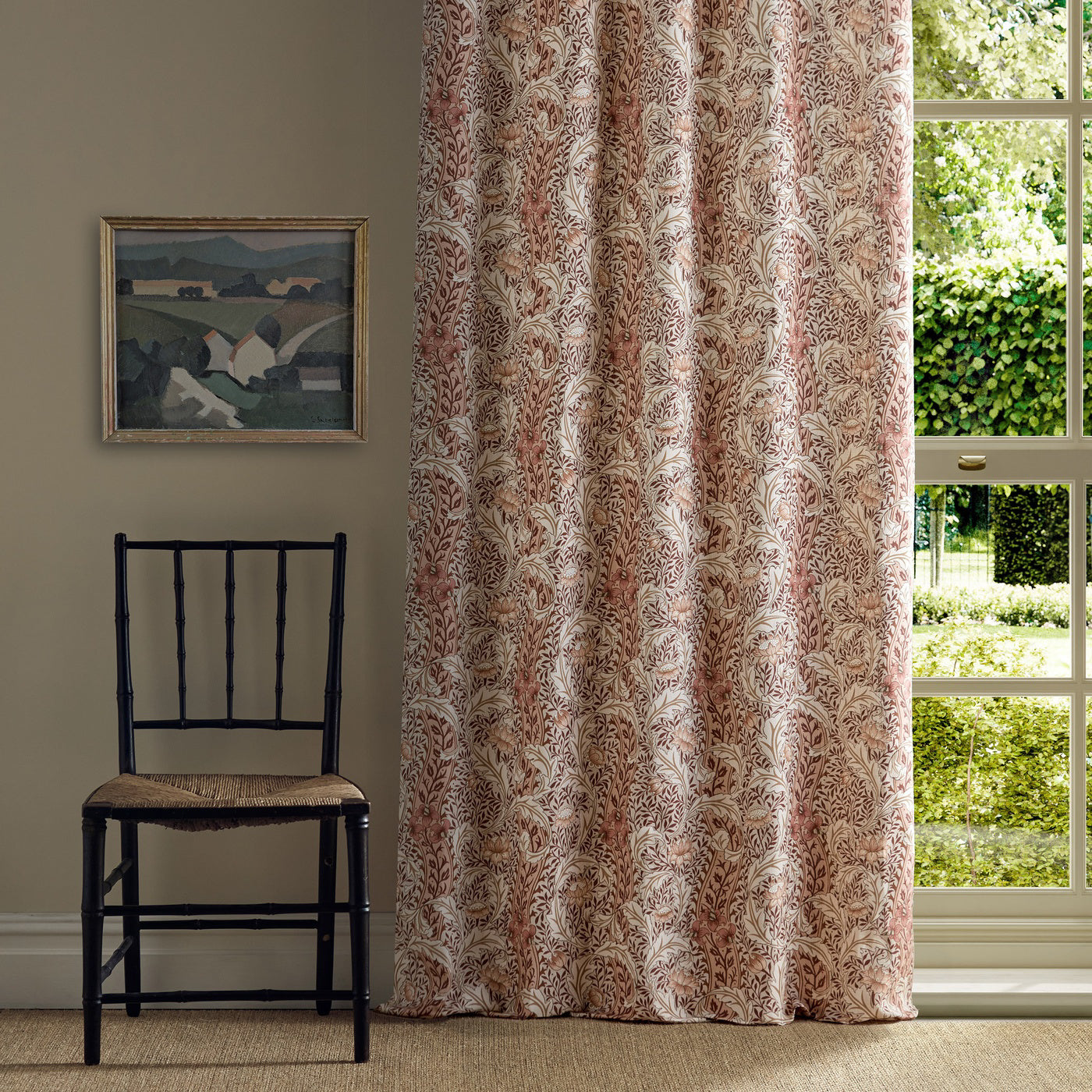 Morris Wild Tulip & Vine Linen/Plum Roman Blind