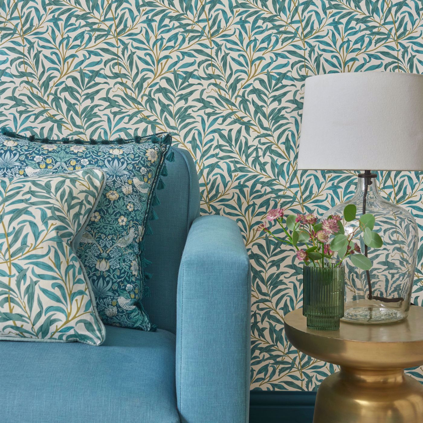 Willow Boughs Teal Roman Blind by William Morris