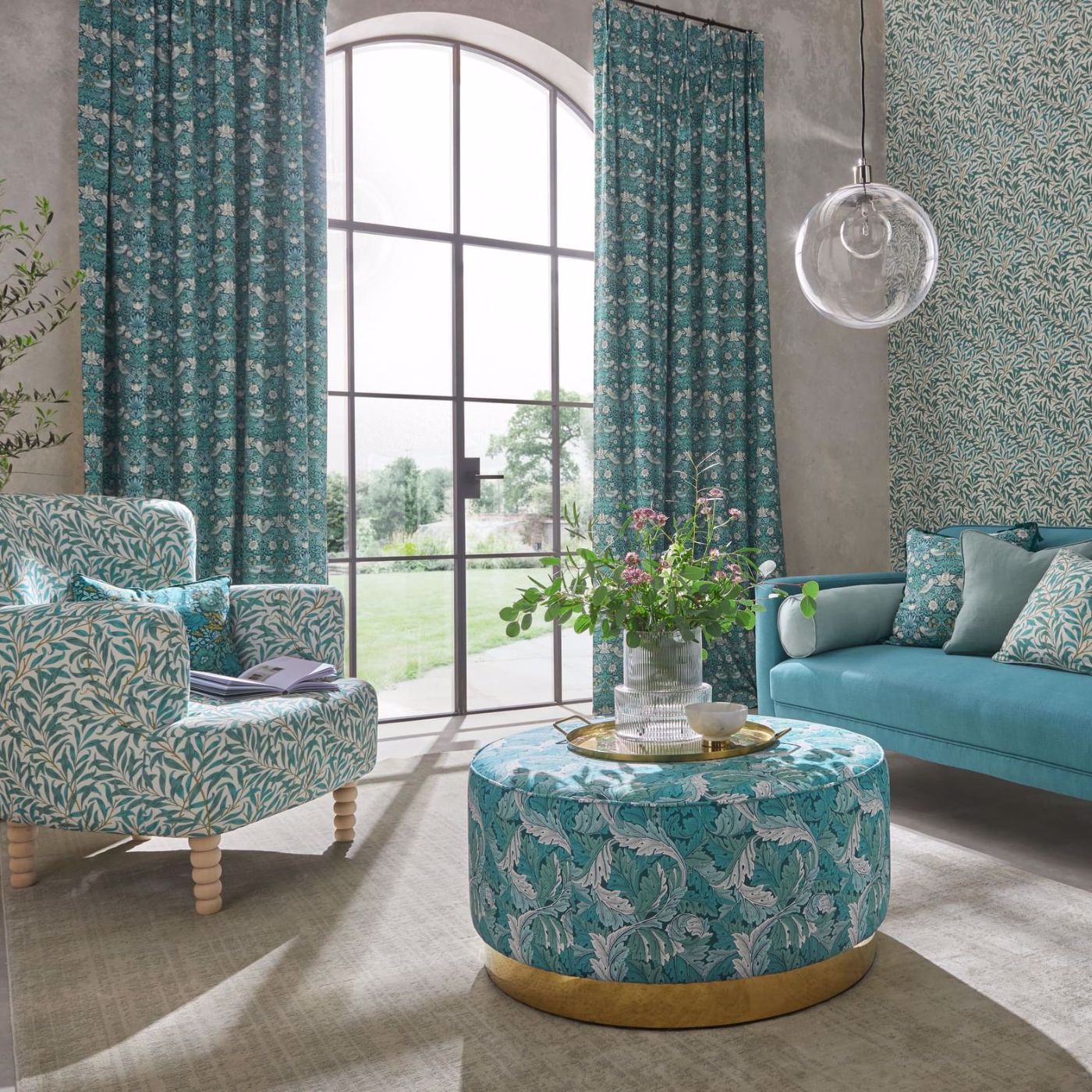 Willow Boughs Teal Roman Blind by William Morris