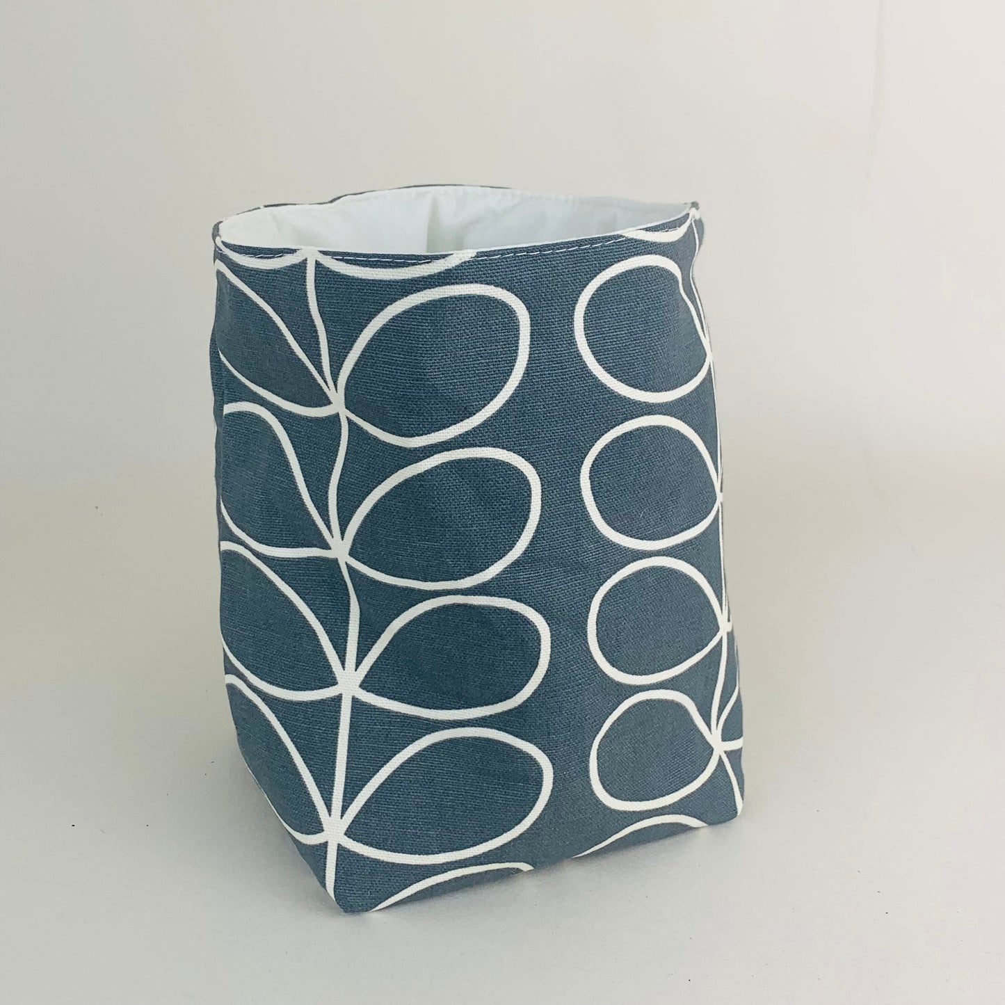 Cool Grey Stem Scandi Print Plant Pot Cover, Linen Storage Basket, Mid Century, House Plant Cover, Indoor Planter, Housewarming Gift