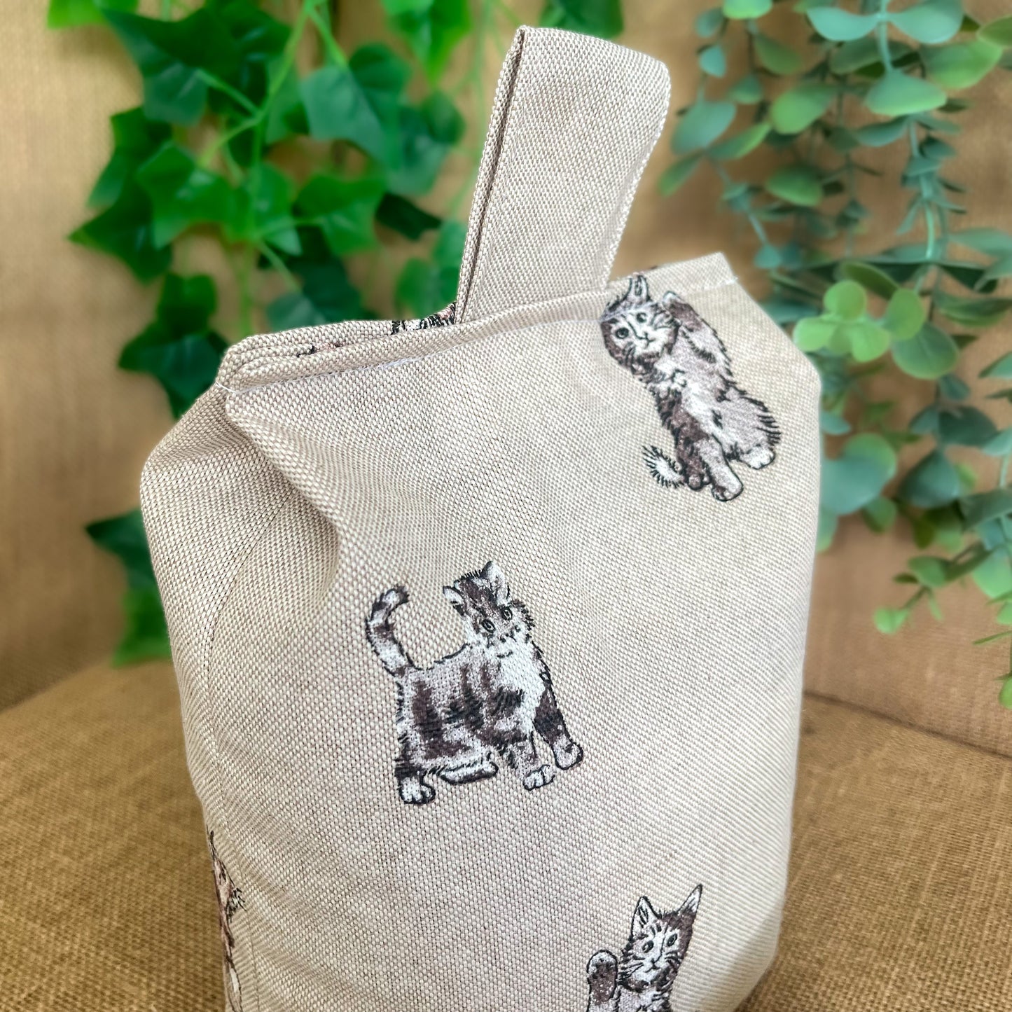 Large Cat Printed Linen Door Stop: Farmhouse Charm Fabric Home Decor (Filled or Fill at Home)