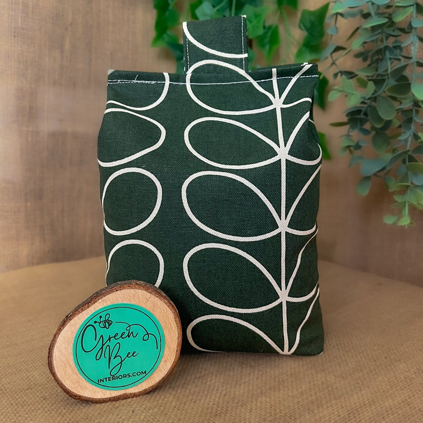 Large Evergreen Linear Stem Print Door Stop: Vintage Retro Style Fabric Home Decor (Filled or Fill at Home) Orla Kiely