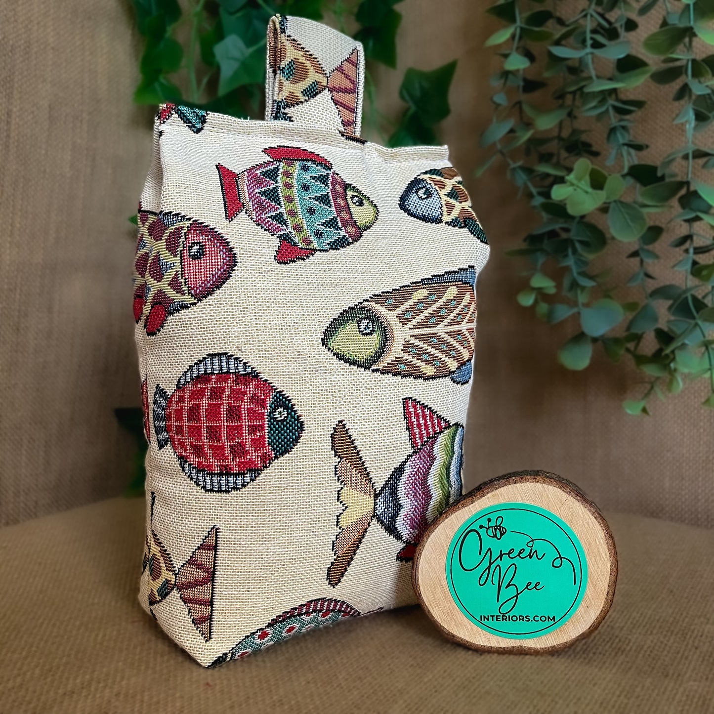 Large Tapestry Fish Fabric Door Stop: Nautical Style Rustic Home Decor (Filled or Fill at Home)
