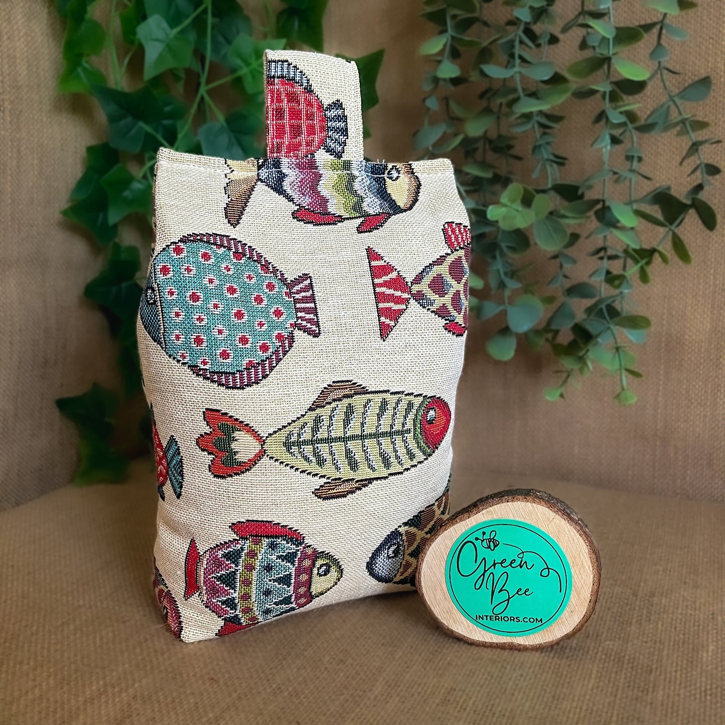 Large Tapestry Fish Fabric Door Stop: Nautical Style Rustic Home Decor (Filled or Fill at Home)