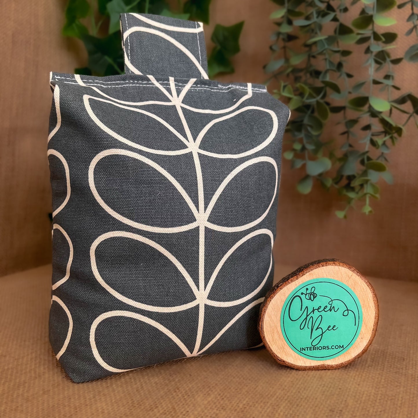 Large Grey Linear Stem Print Door Stop: Vintage Retro Style Fabric Home Decor (Filled or Fill at Home) Orla Kiely