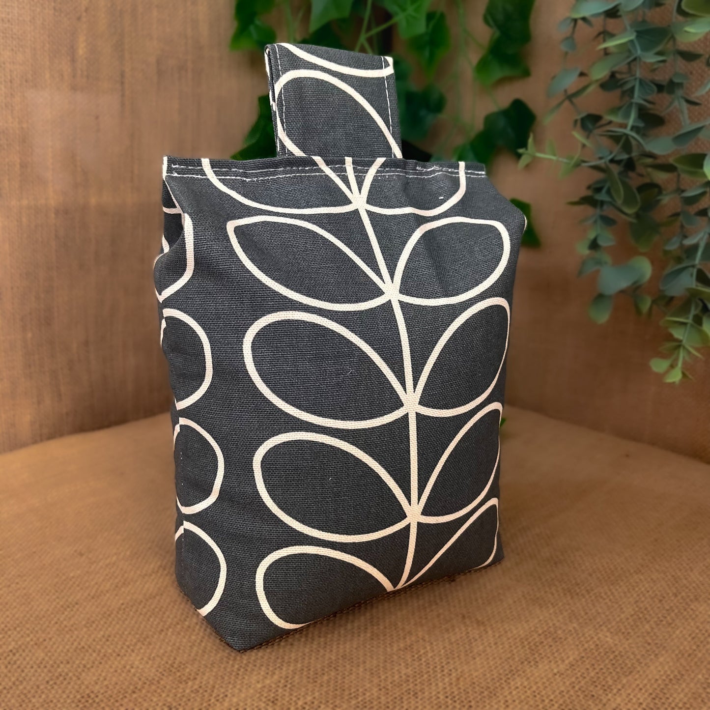 Large Grey Linear Stem Print Door Stop: Vintage Retro Style Fabric Home Decor (Filled or Fill at Home) Orla Kiely