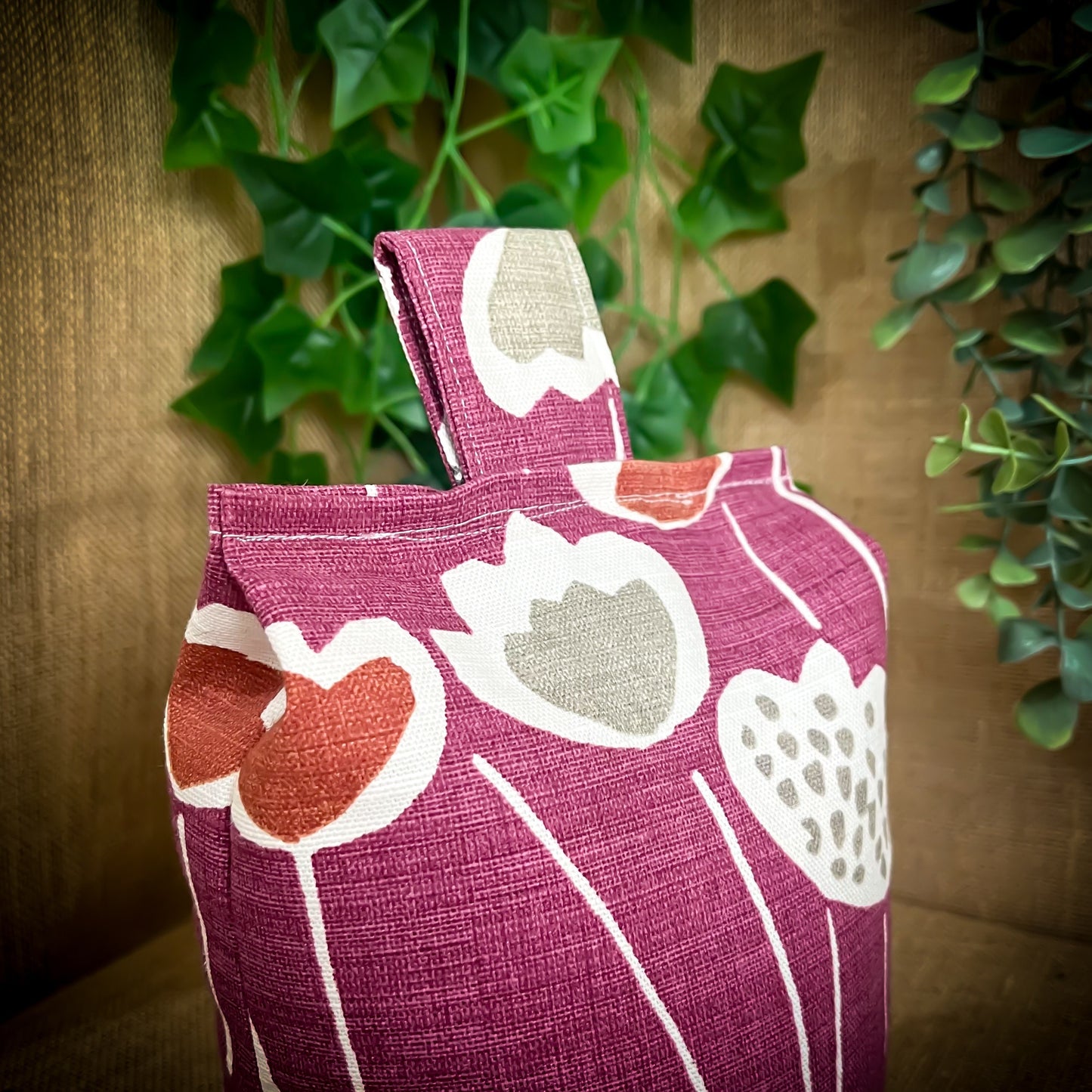Large Plum Purple Scandi Floral Print Door Stop: Modern Retro Accents Fabric Home Decor (Filled or Fill at Home)