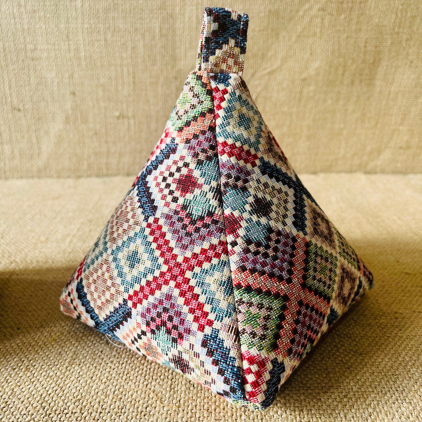 Tapestry Diamond Kilim Doorstop: Rustic Boho Home Decor