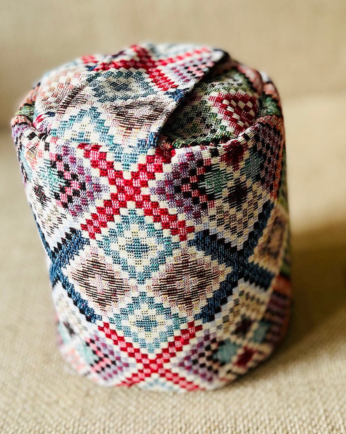 Tapestry Diamond Kilim Doorstop: Rustic Boho Home Decor