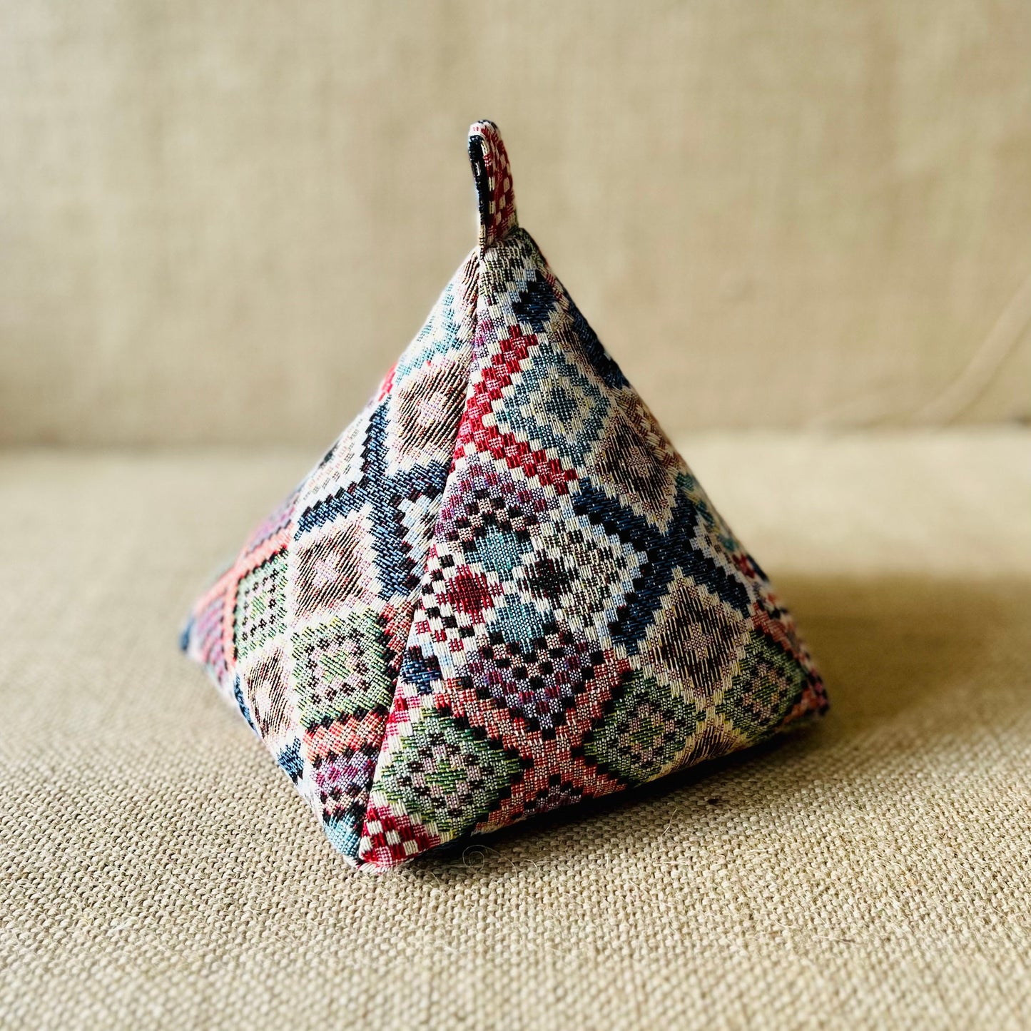 Tapestry Diamond Kilim Doorstop: Rustic Boho Home Decor