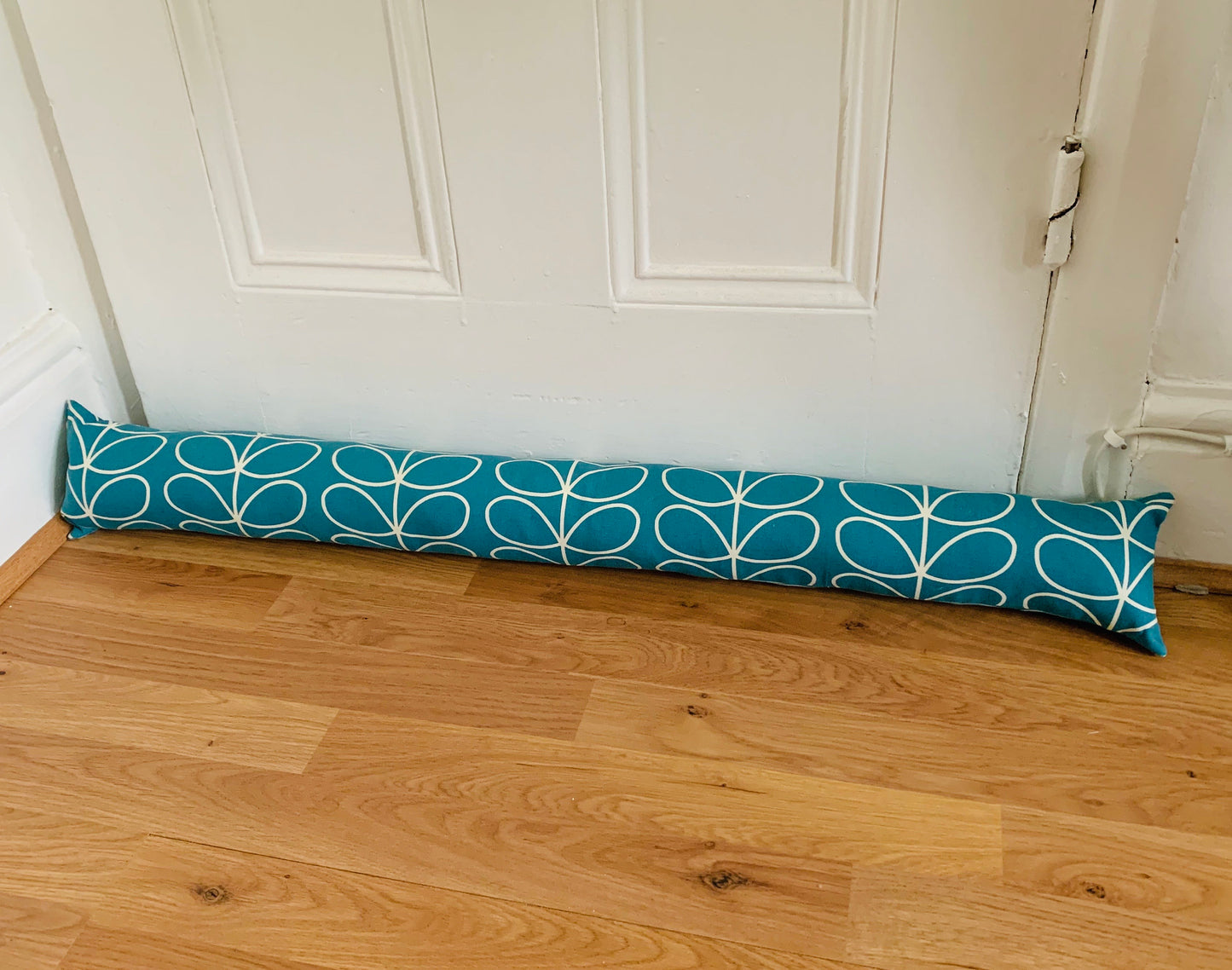 Teal Blue Stem Orla Kiely Draught Excluder – Weighted, Retro Decor