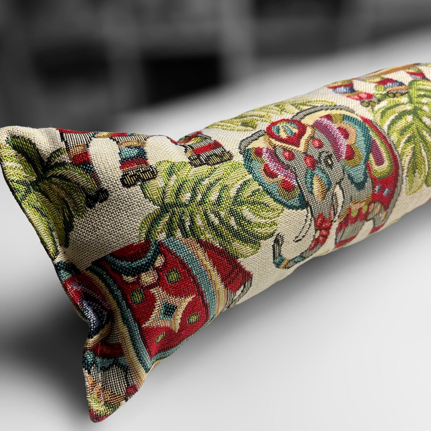 Elephant Tapestry Draught Excluder – Handmade Farmhouse Décor