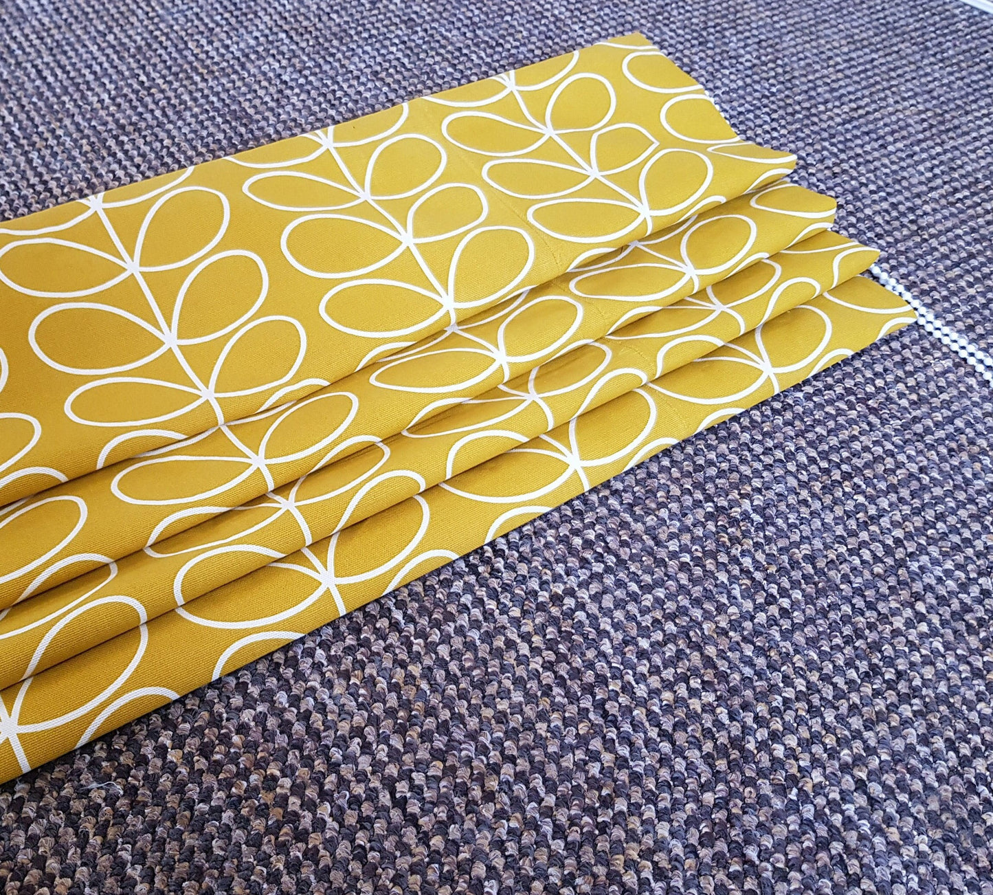 Roman Blinds Orla Kiely Fabric Powder Blue Stem - Custom Shades, Mid Century Minimalist, Cotton or Blackout Lining, Cord, Chain Headrail