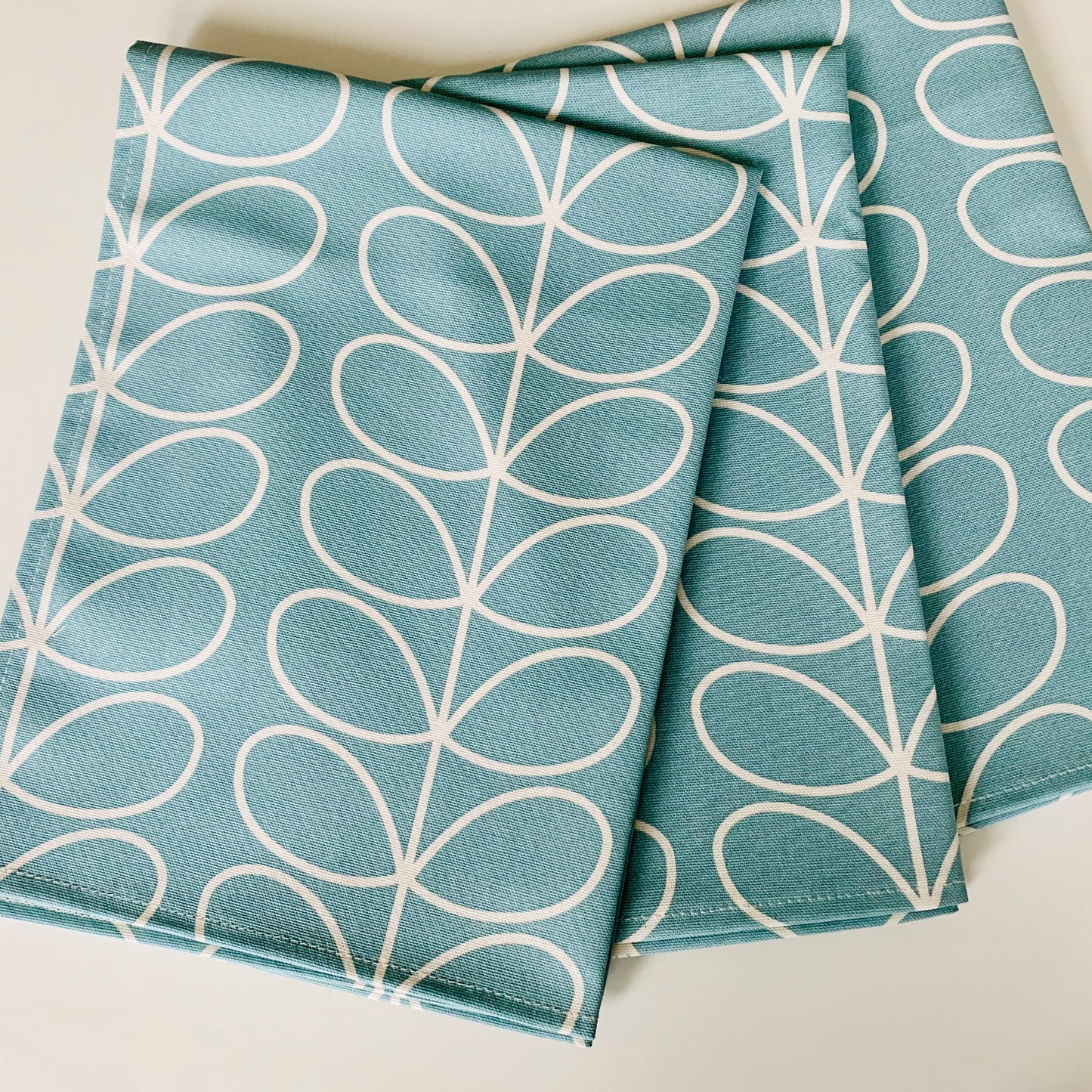 Orla Kiely Powder Blue Stem Tea Towels: Retro Kitchen Decor