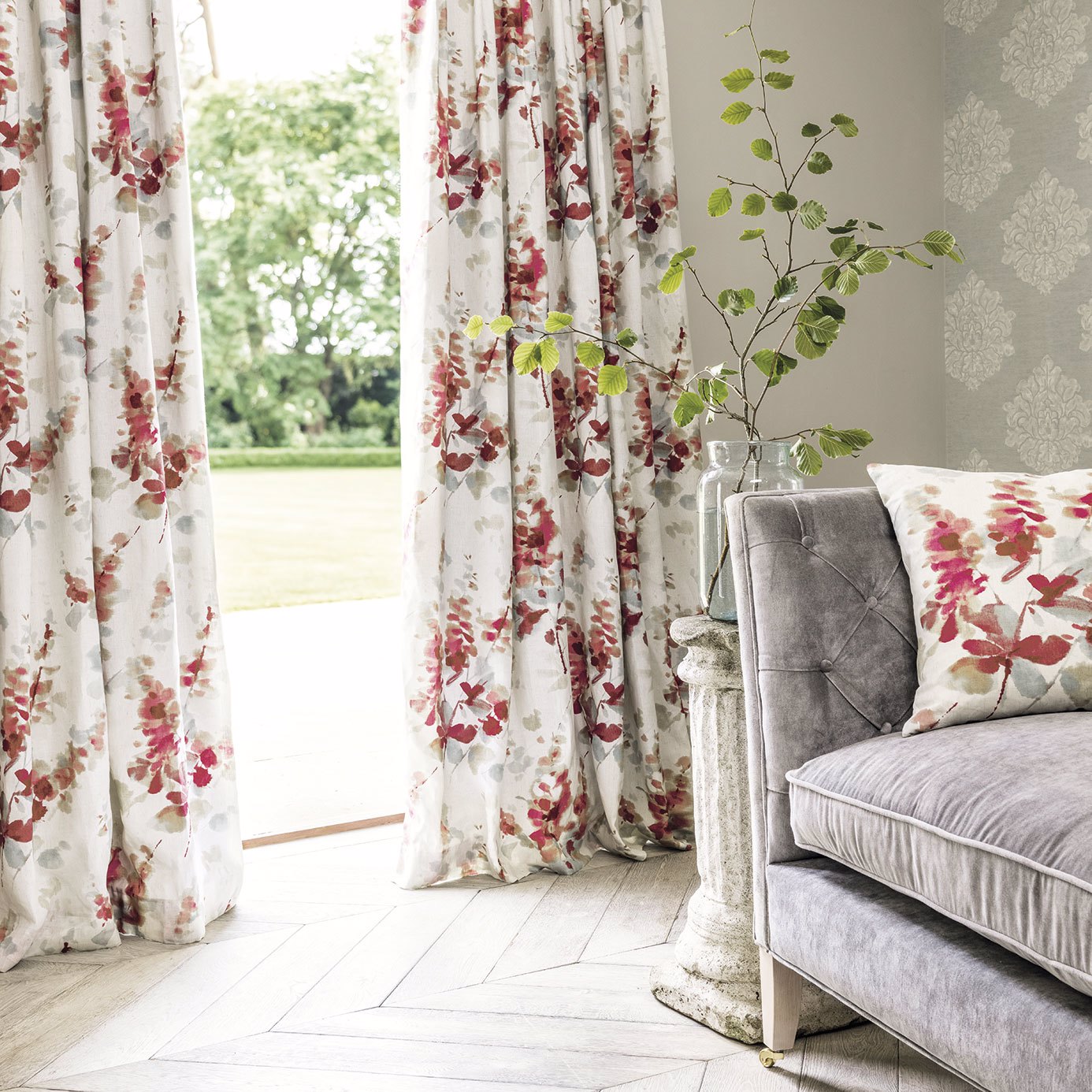 Sanderson Delphiniums Indigo Roman Blind