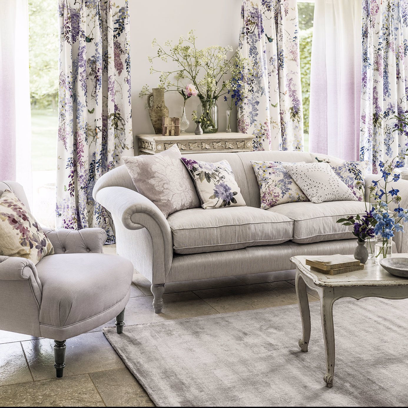 Sanderson Wisteria Falls Mineral Roman Blind