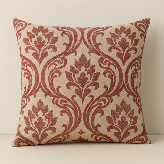 Handmade Leyburn Spice Cushion Cover – Warm Damask Accent
