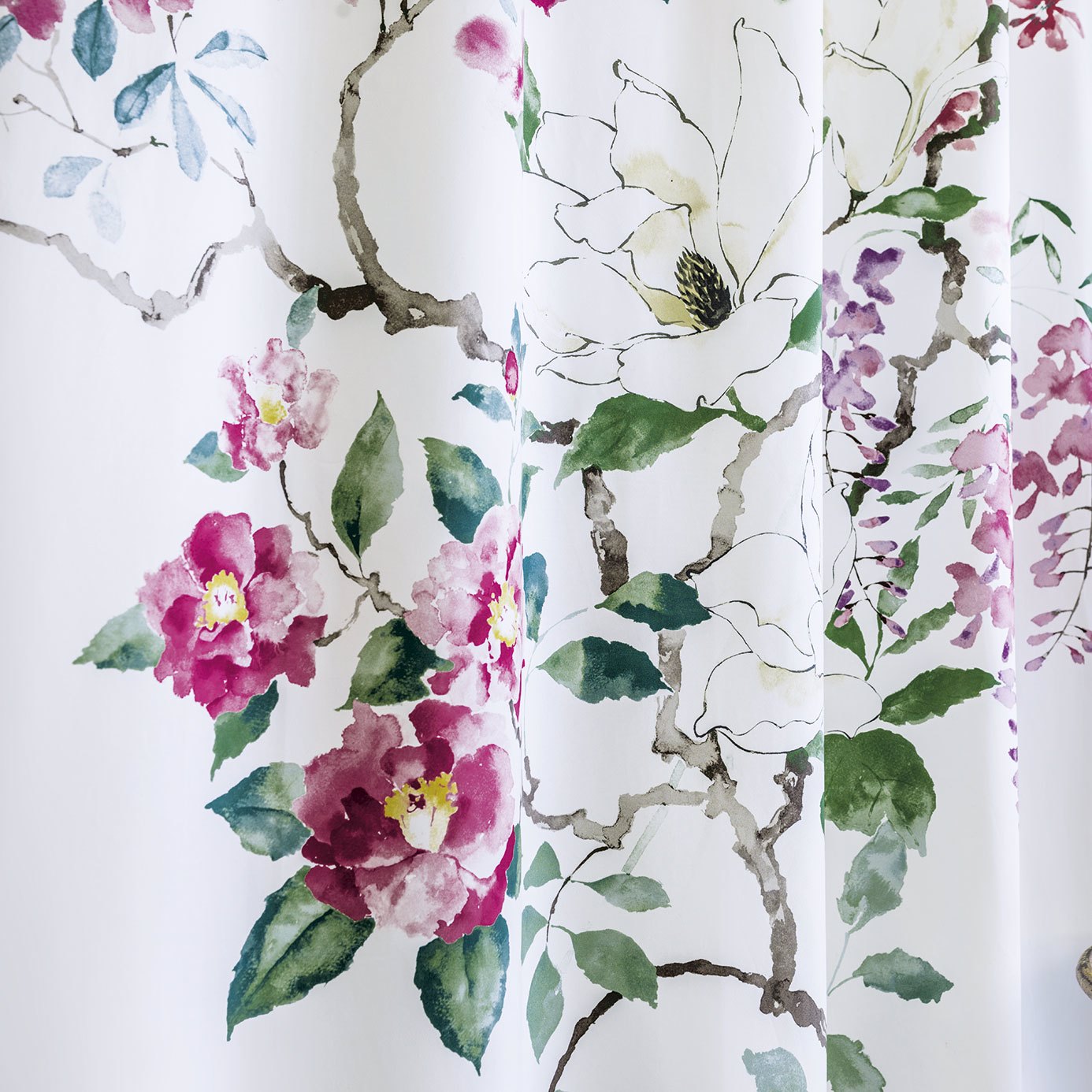 Sanderson Magnolia & Blossom Mineral/Teal Roman Blind