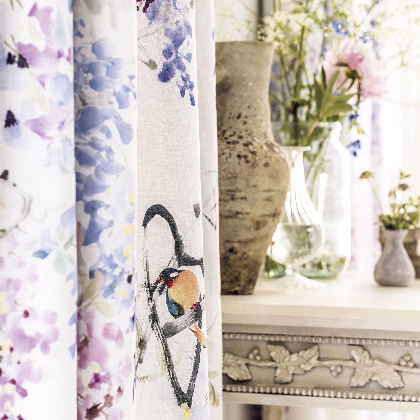 Sanderson Wisteria Falls Mineral Roman Blind