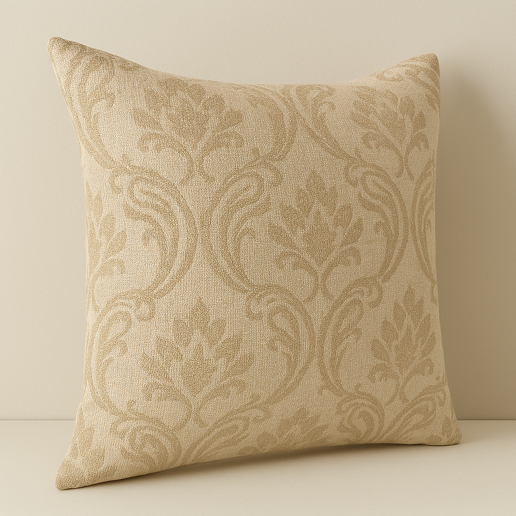 Handmade Leyburn Natural Cushion Cover – Classic Damask Style