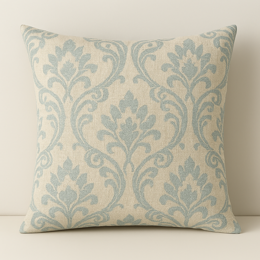 Handmade Leyburn Duckegg Cushion Cover – Soft Damask Accent
