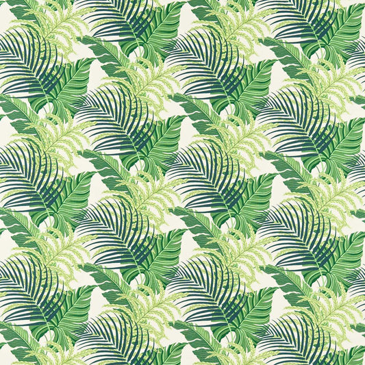 Sanderson Manila Green/Ivory Roman Blind