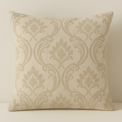 Handmade Leyburn Natural Cushion Cover – Classic Damask Style