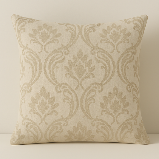Handmade Leyburn Natural Cushion Cover – Classic Damask Style