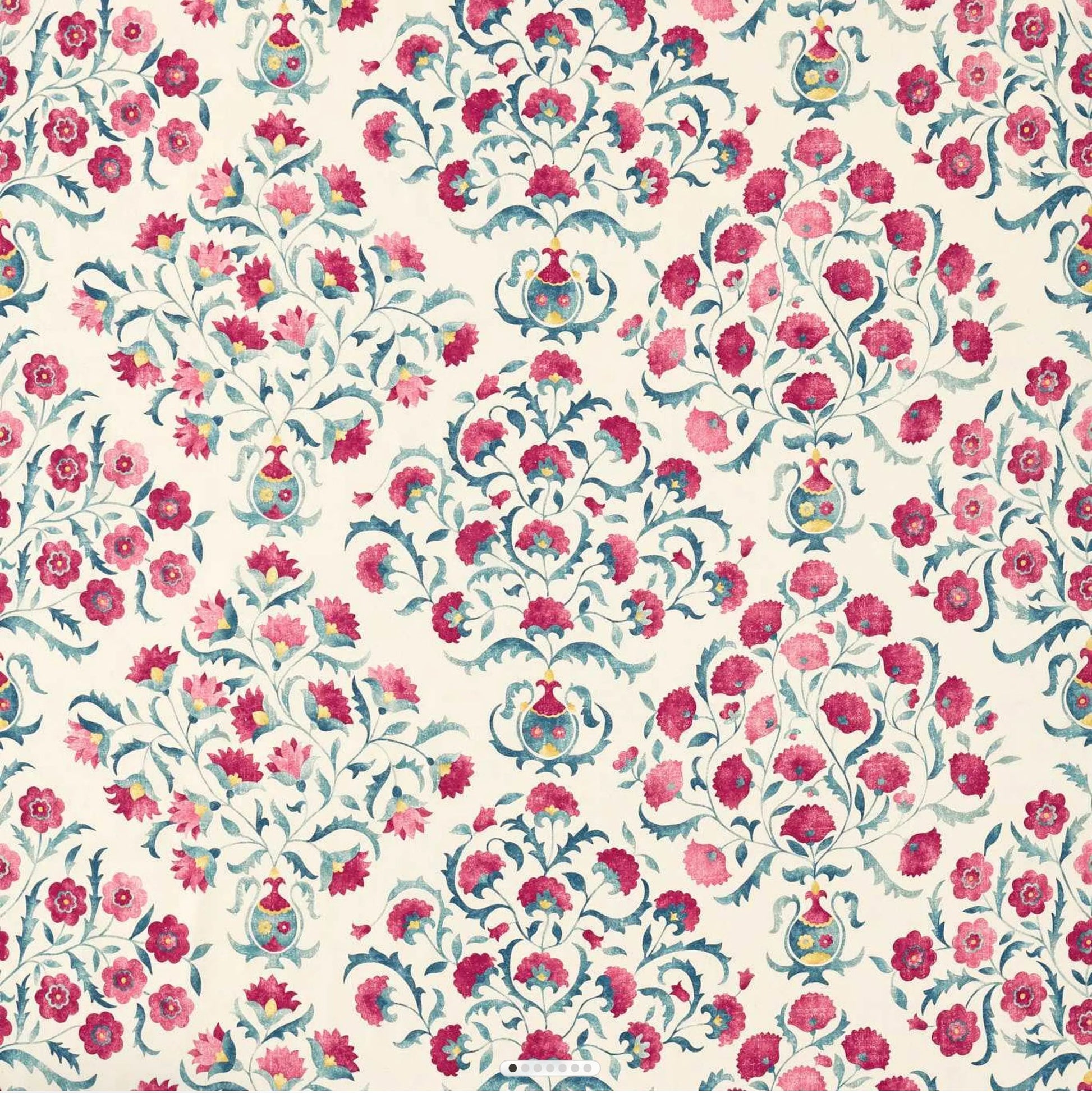 Sanderson Ottoman Flowers Cherry/Indigo Roman Blind