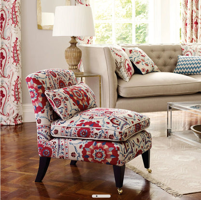 Sanderson Ottoman Flowers Cherry/Indigo Roman Blind