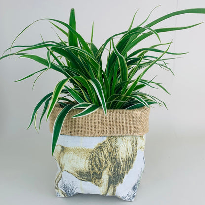 Safari Animal Printed Linen Plant Pot Covers: Boho Style, Multiple Sizes