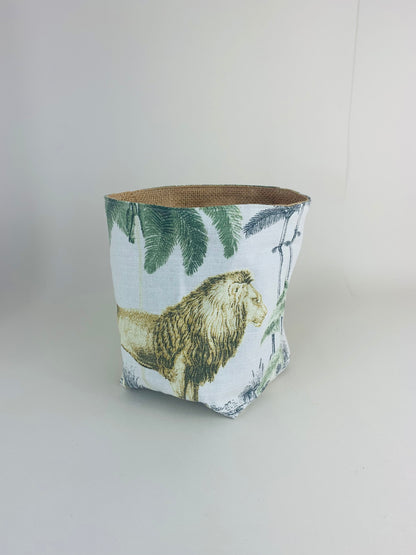 Safari Animal Printed Linen Plant Pot Covers: Boho Style, Multiple Sizes