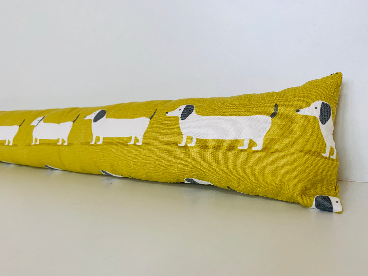 Dachshund Yellow Print Draught Excluder – Weighted, Bright Dog Lover’s Decor