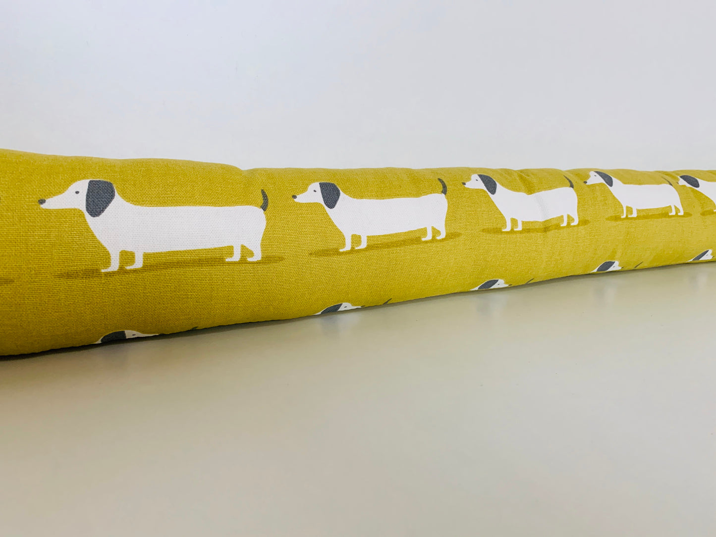 Dachshund Yellow Print Draught Excluder – Weighted, Bright Dog Lover’s Decor