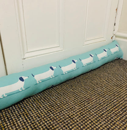 Dachshund Blue Print Draught Excluder – Weighted 70-200cm, Fun Dog Lover’s Decor