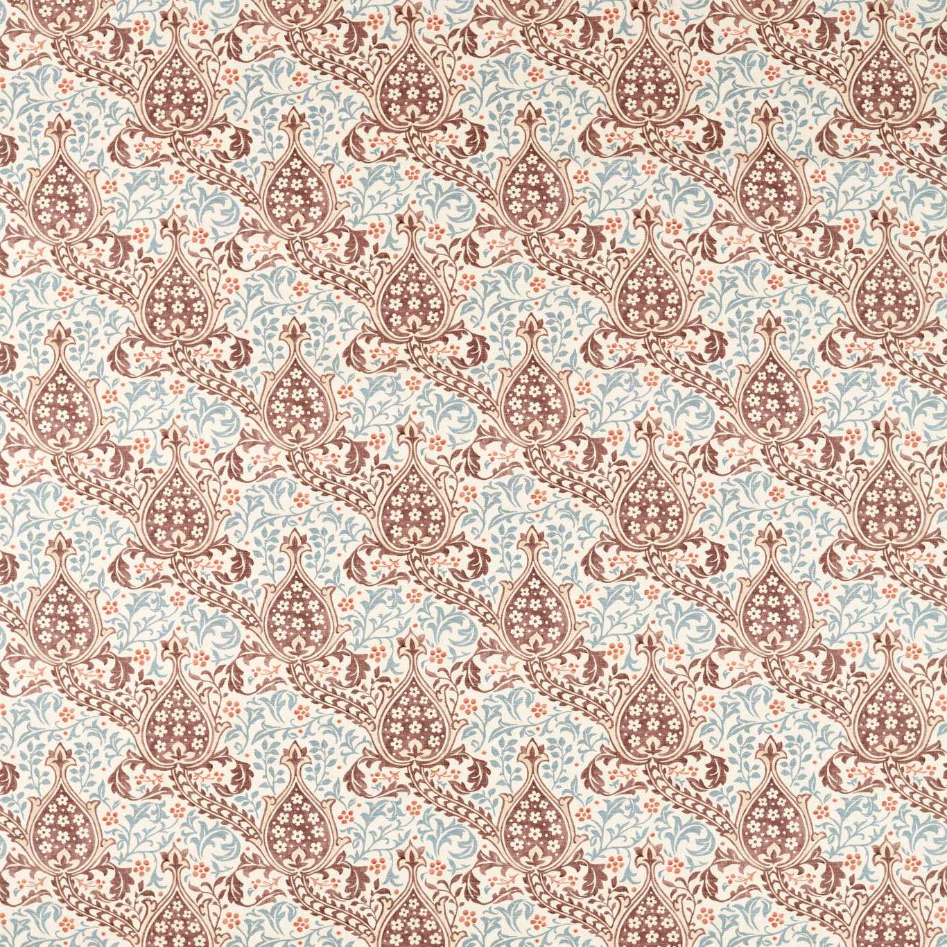 Morris Persian Tulip Umber/Mineral Blue Roman Blind