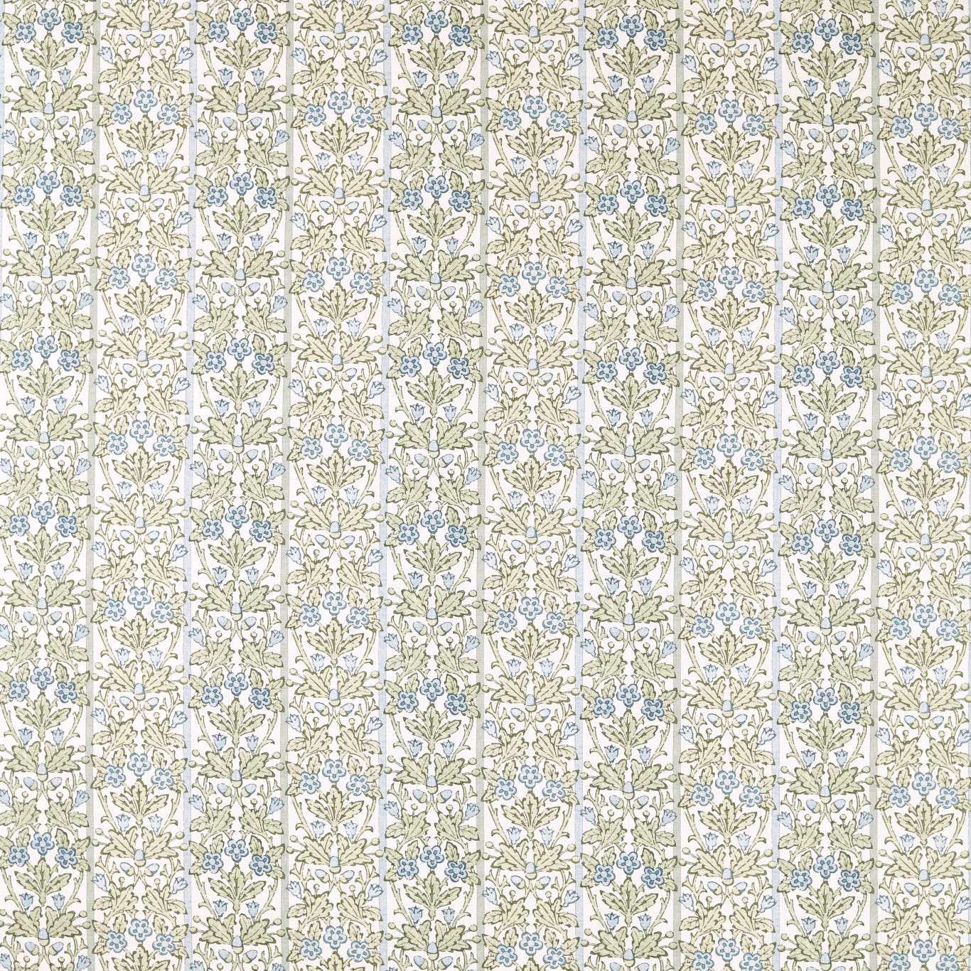Morris Oak & Blossom Thyme/Woad Roman Blind