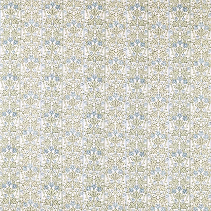 Morris Oak & Blossom Thyme/Woad Roman Blind