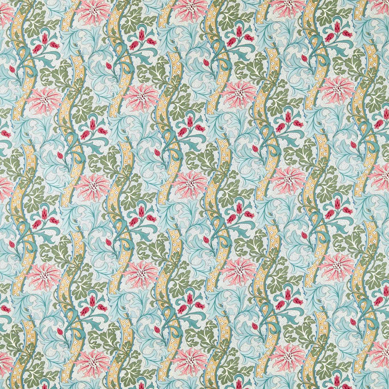 Morris Cornflower Rose/Woad Roman Blind