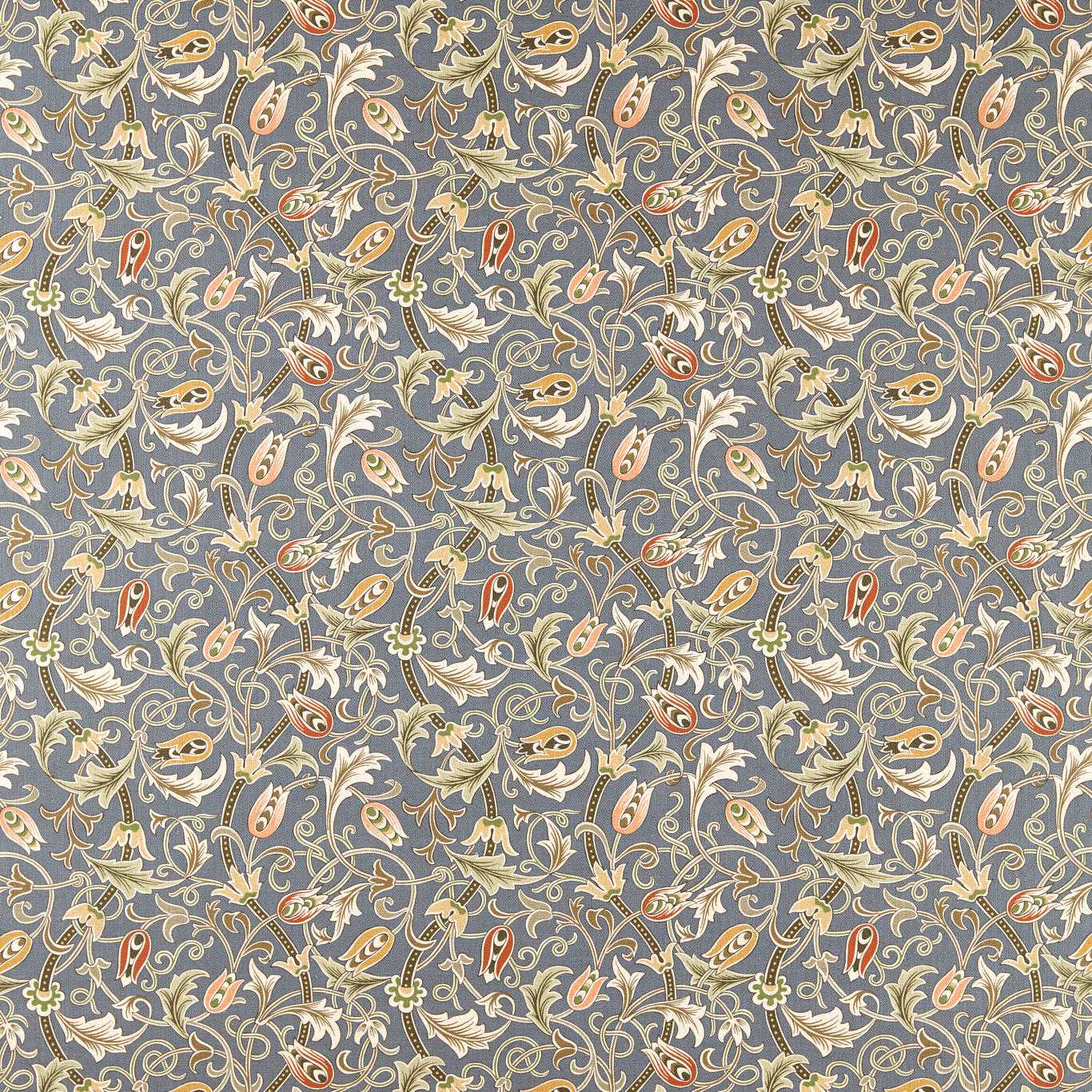 Morris Scrolling Tulip Slate/Apricot Roman Blind