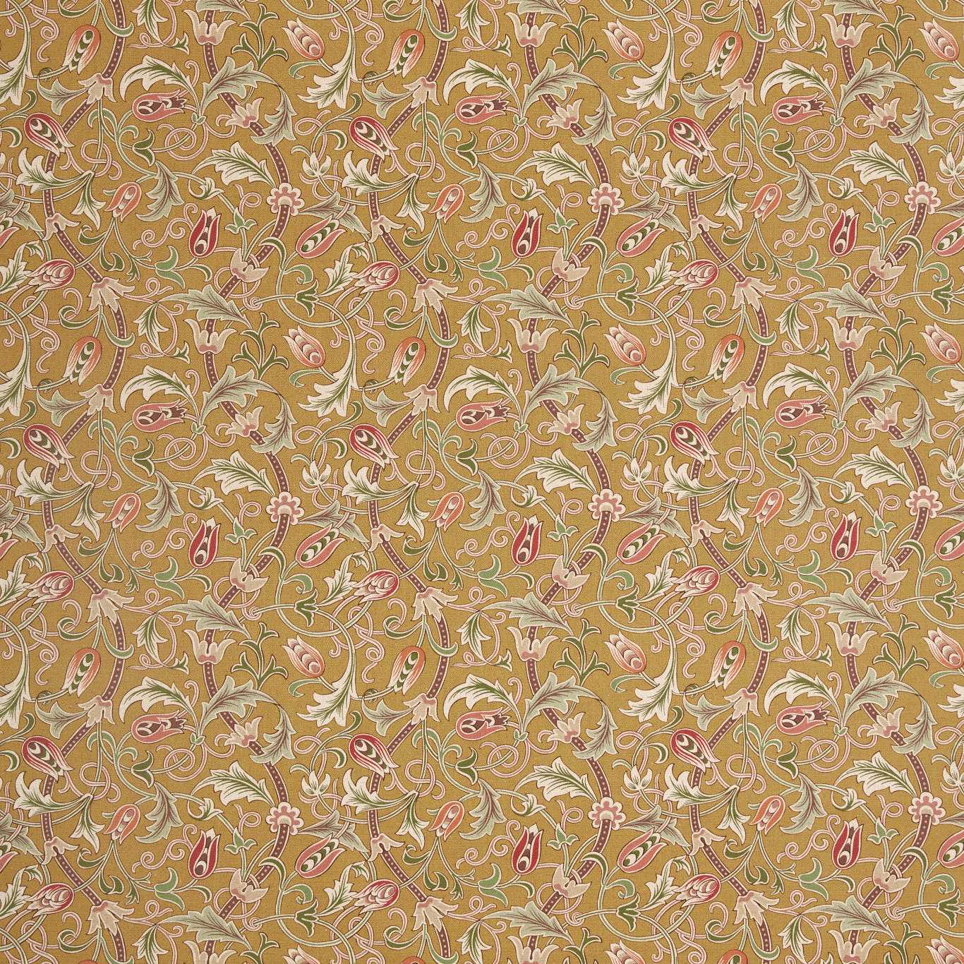 Morris Scrolling Tulip Gold Roman Blind
