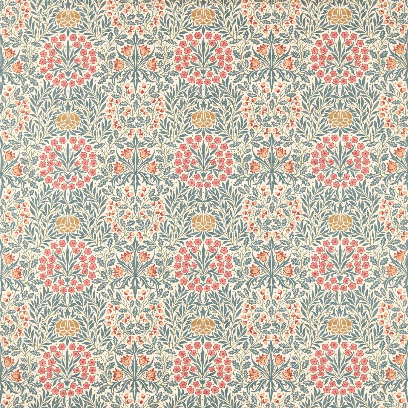 Morris Daisy & Oak Madder/Teal Roman Blind