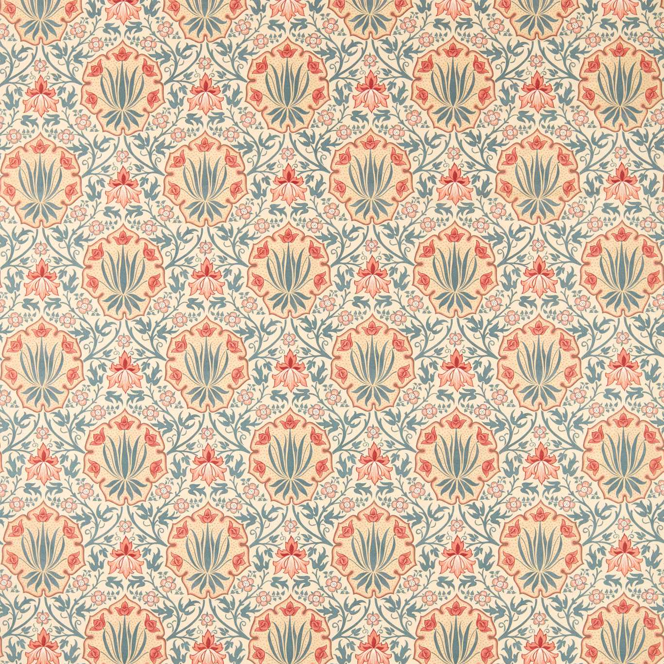 Morris Iris & Rose Indigo/Crimson Roman Blind