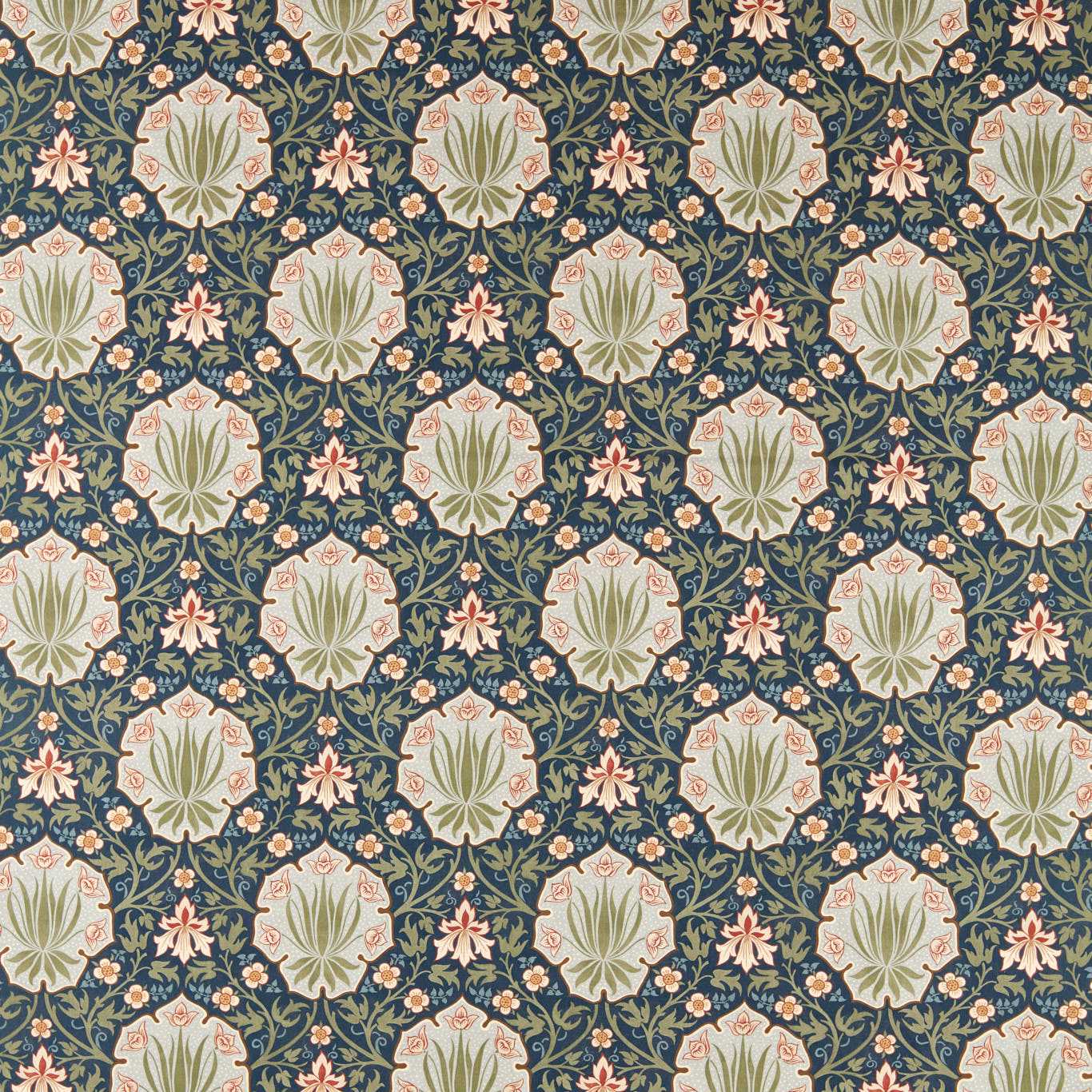 Morris Iris & Rose Indigo/Thyme Roman Blind