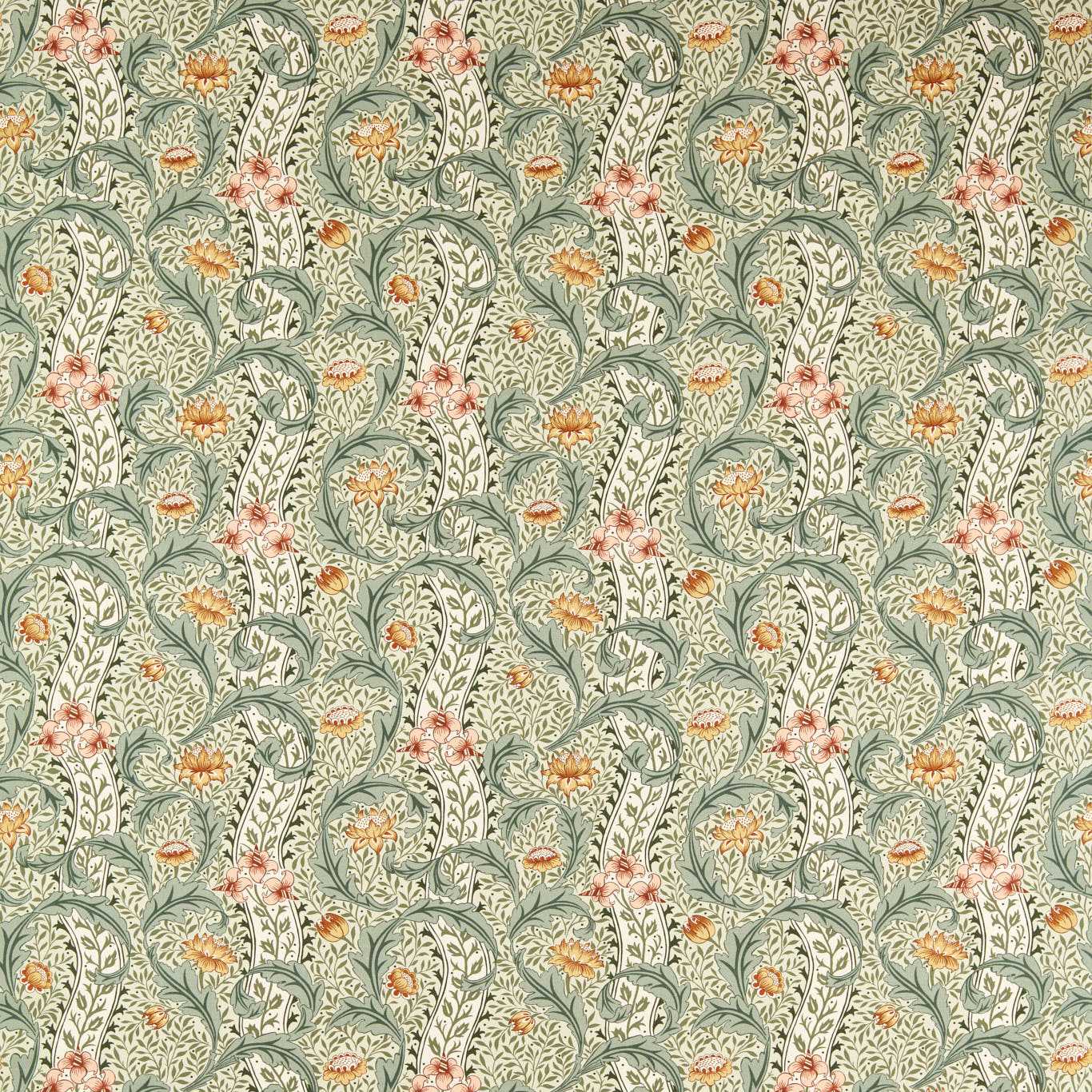 Morris Wild Tulip & Vine Beayleaf/Ochre Roman Blind
