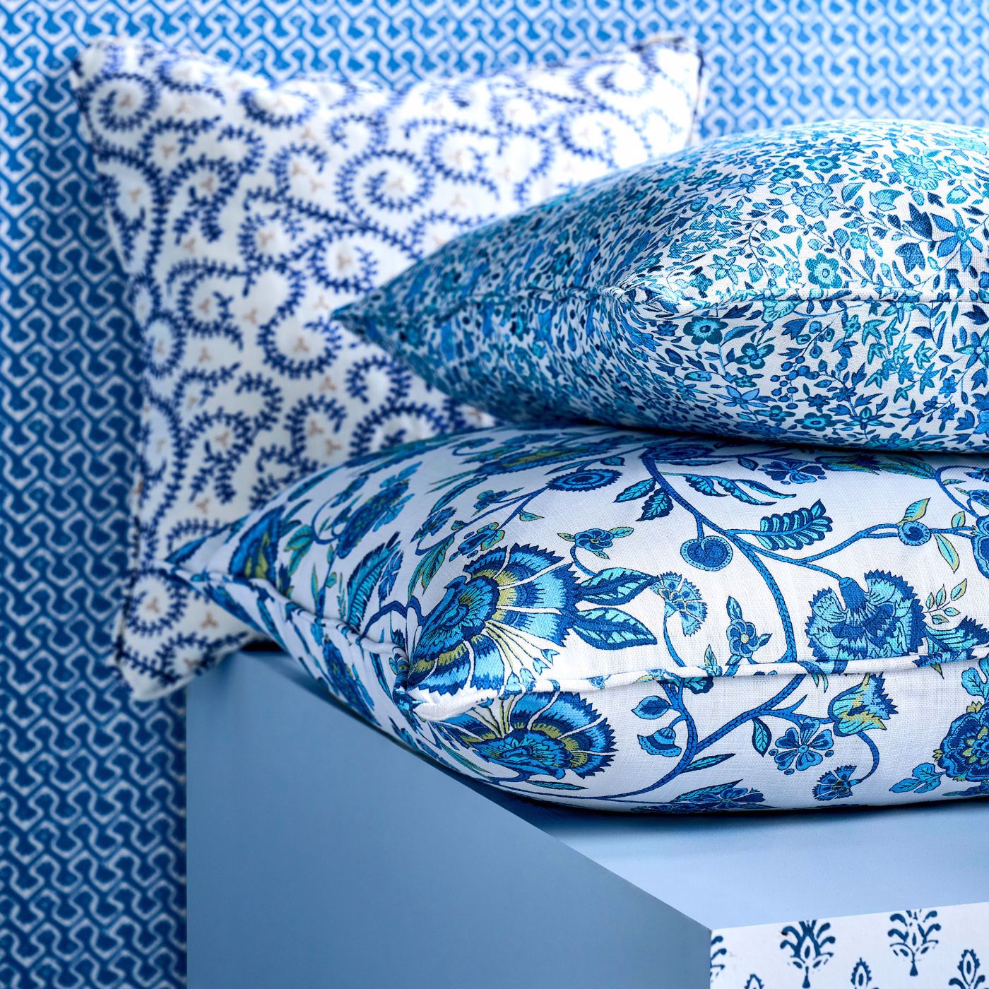 Clarke & Clarke Gamthi Cobalt Fabric by the Metre