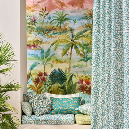 Clarke & Clarke Gamthi Teal Fabric by the Metre
