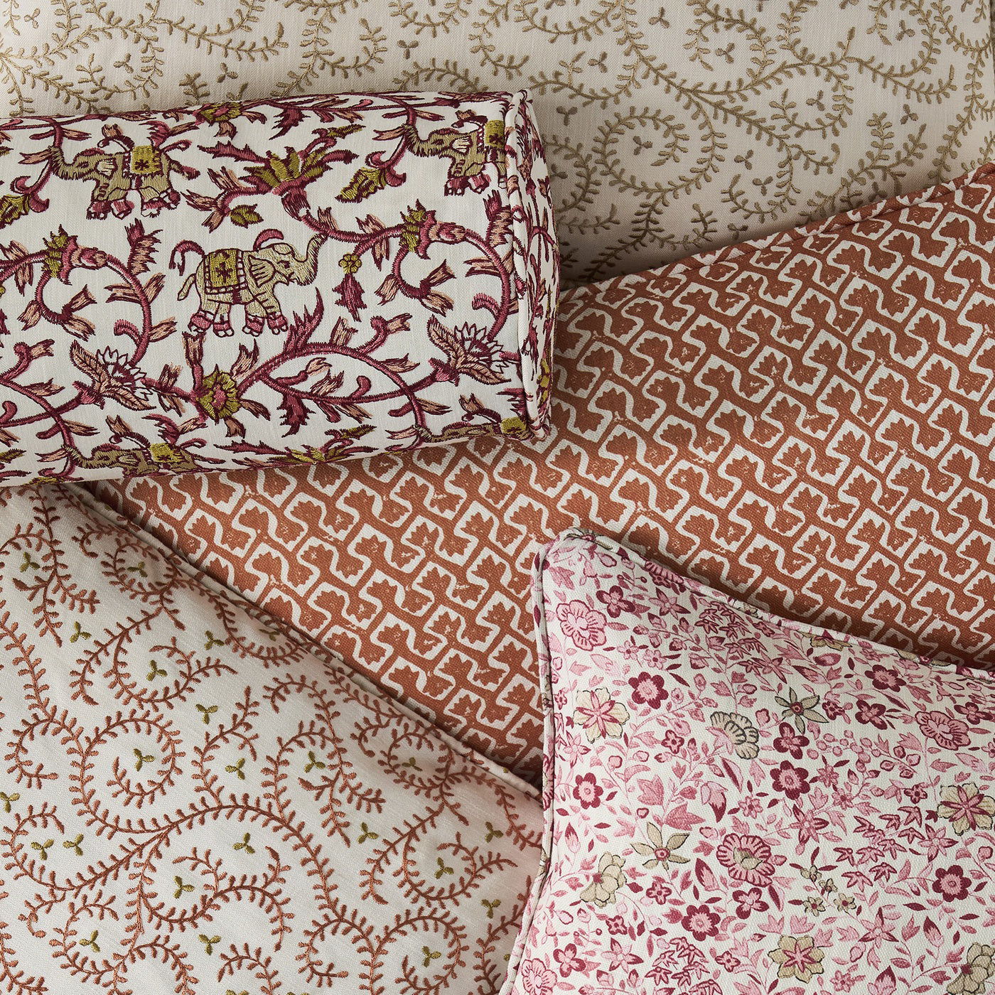 Clarke & Clarke Gamthi Sage/blush Roman Blind